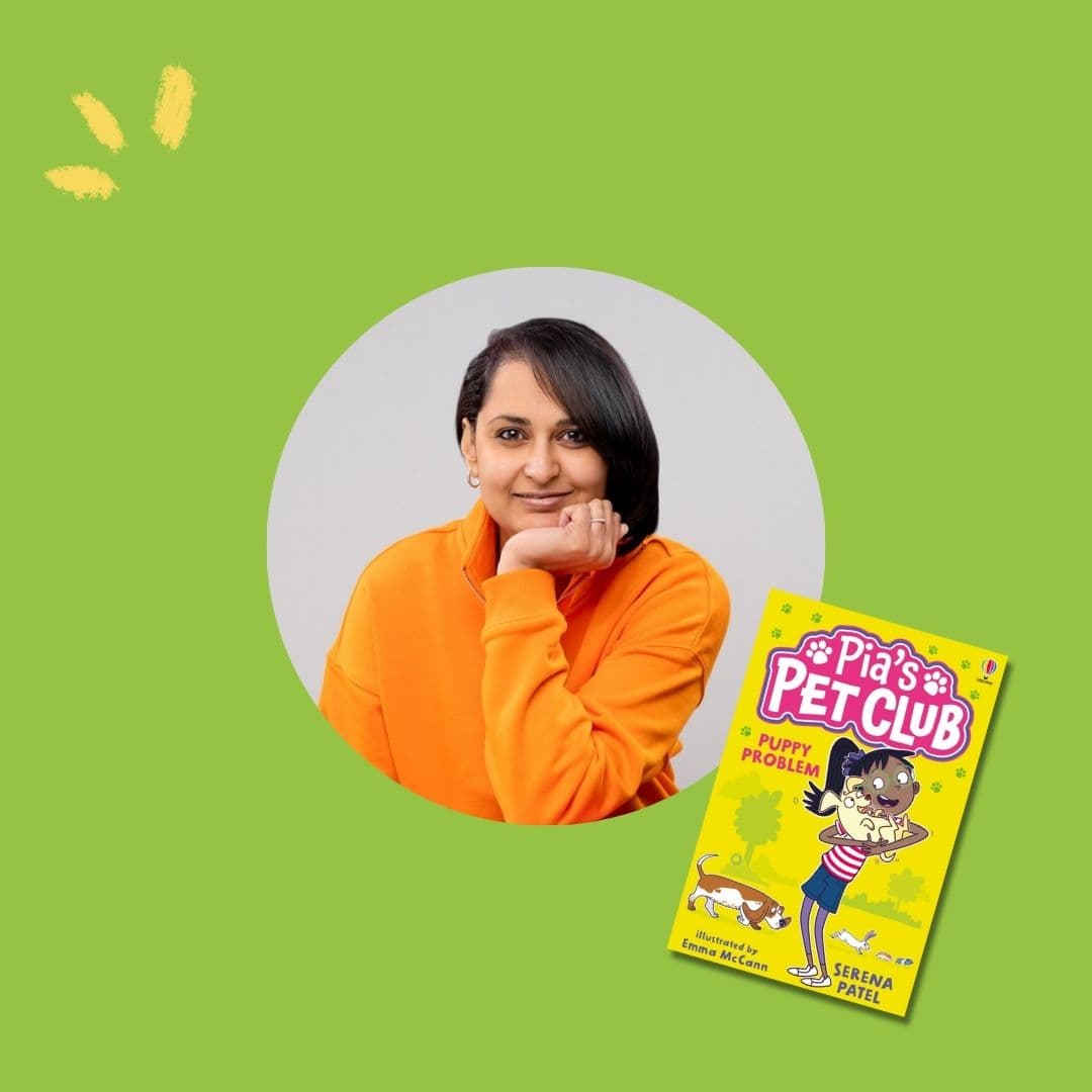 Image of South Asian woman with medium-length black hair and wearing an orange jumper. She is sitting with her left hand propped underneath her chin.  